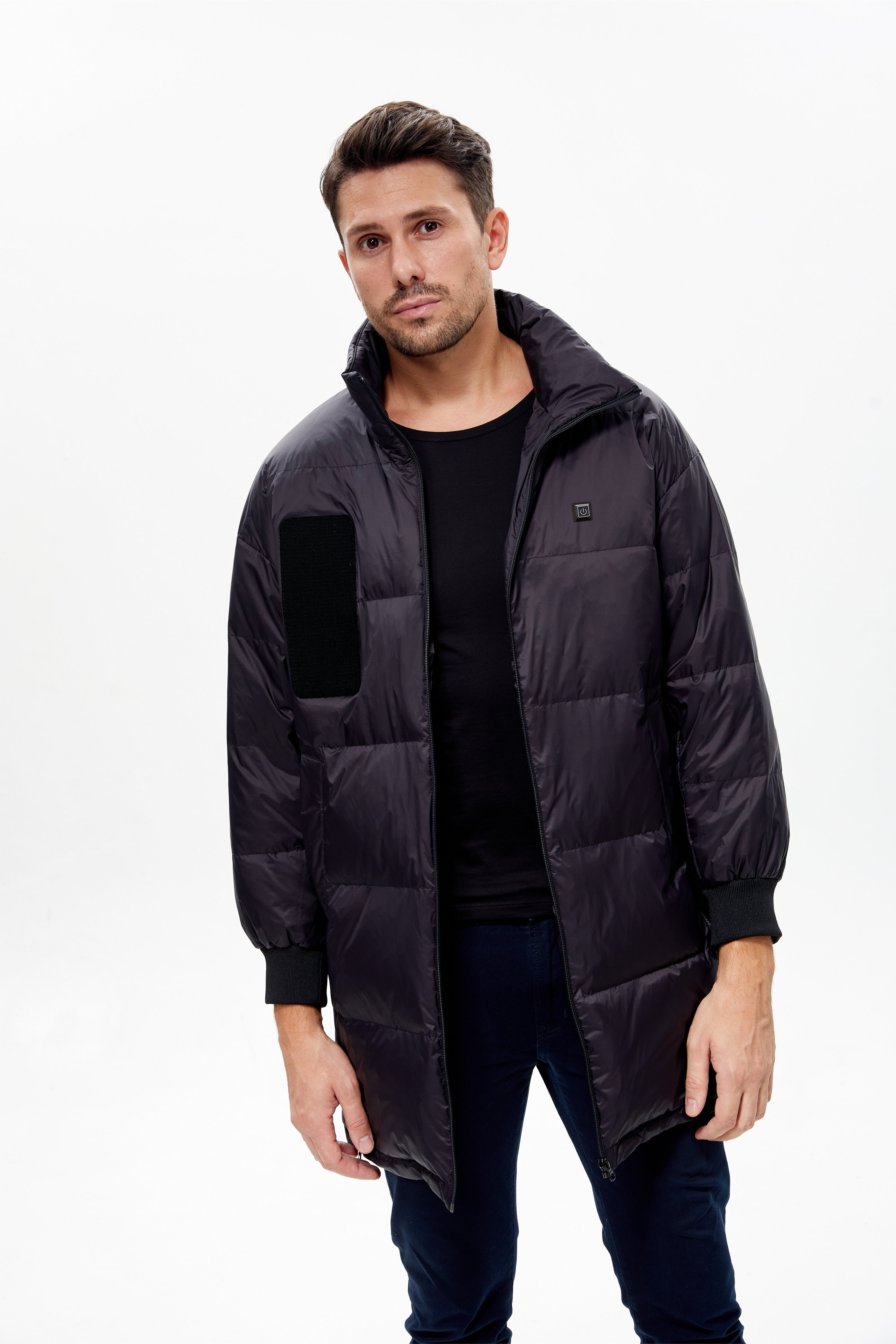 Men's Down Heated Jacket with Zip-Off Sleeves - Converts to Vest for Mild Hiking Days