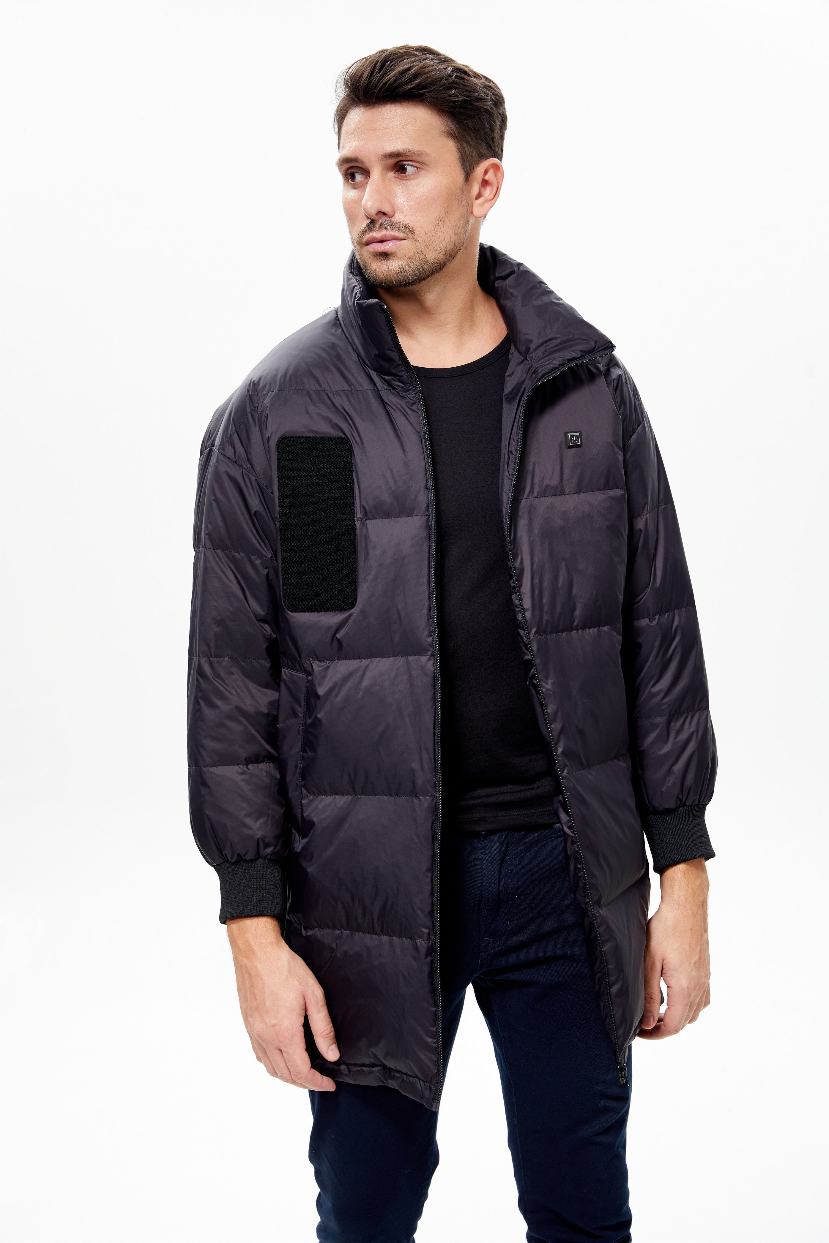 Men's Down Heated Jacket with Zip-Off Sleeves - Converts to Vest for Mild Hiking Days