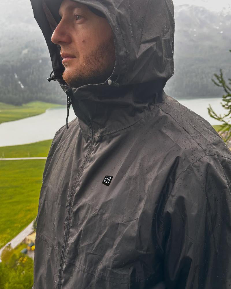 Men's Softshell Heated Jacket Reinforced Shoulders for Backpack Hiking