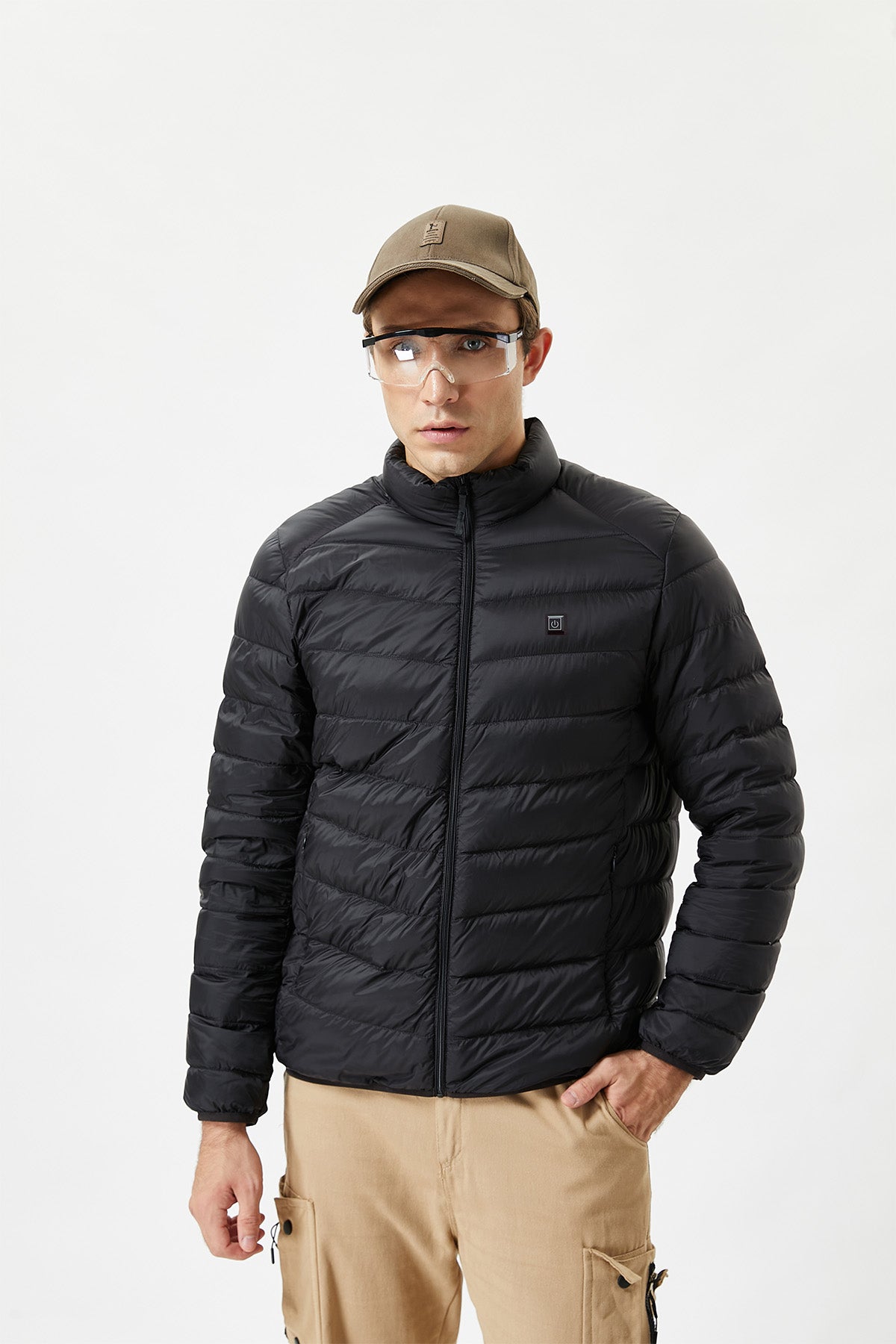 Men's Windproof Puffer Heated Jacket For Riding With Breathable Features