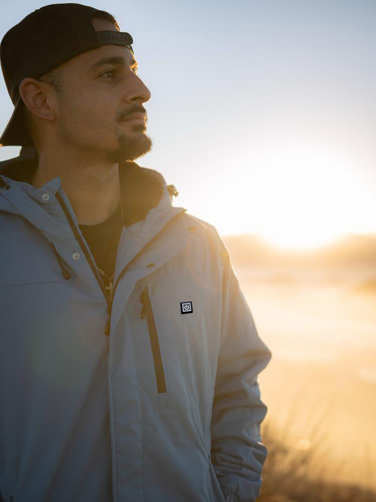 Men's Windbreaker Heated Jacket Reinforced Shoulders for Backpacks