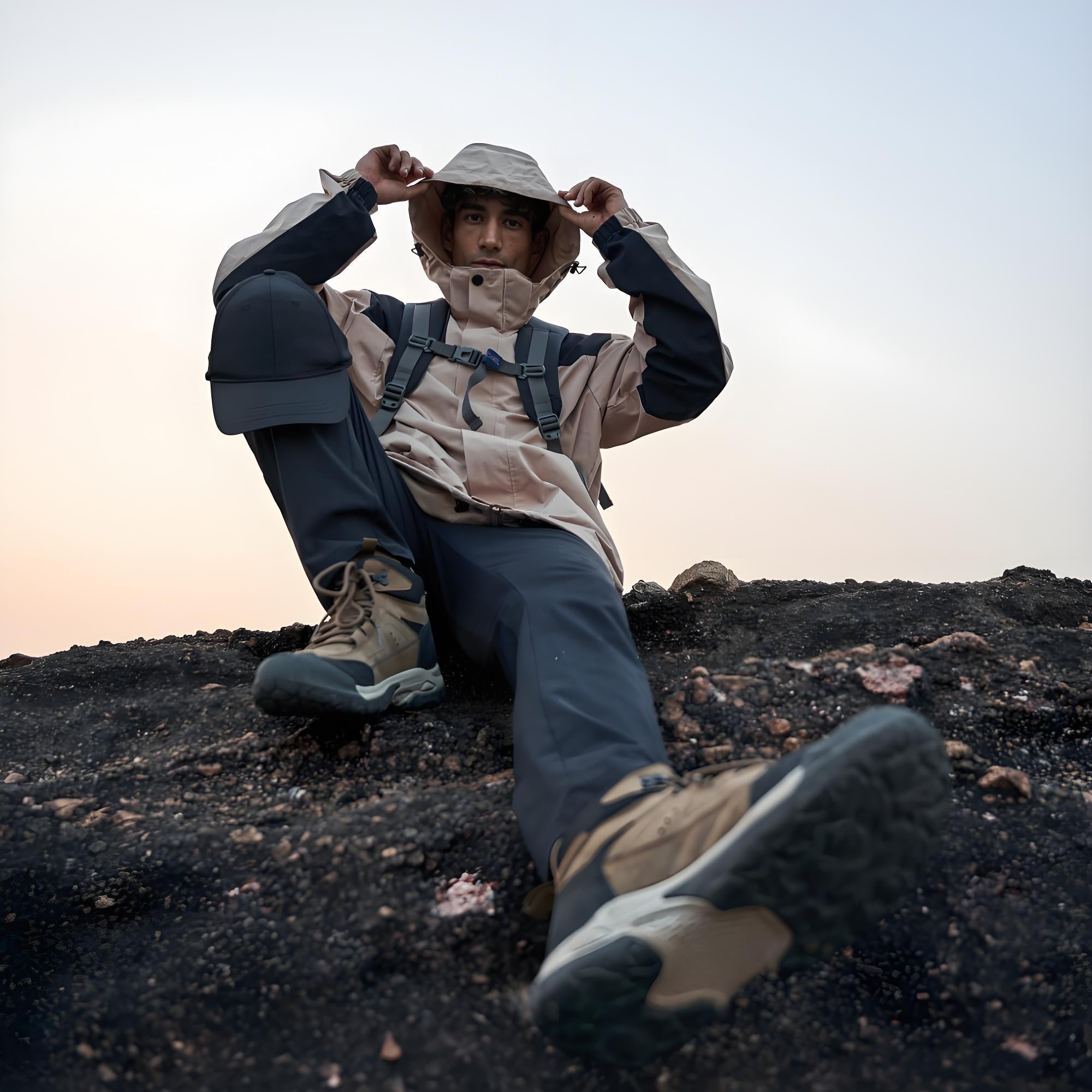 Men's Windbreaker Heated Jacket Lightweight for Fast Hiking