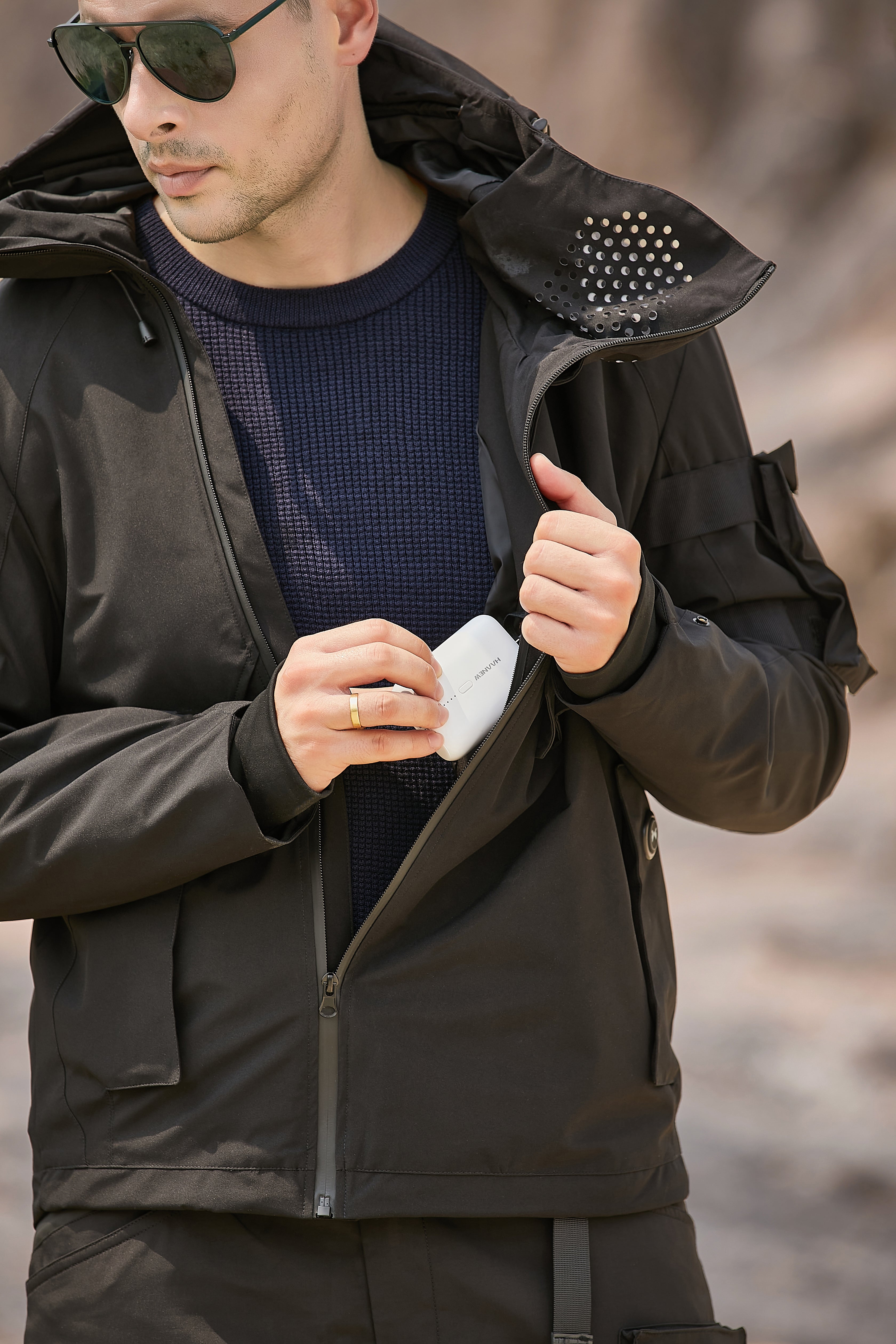 Men's Windbreaker Heated Jacket For Picnic With High Quality Windproof Design